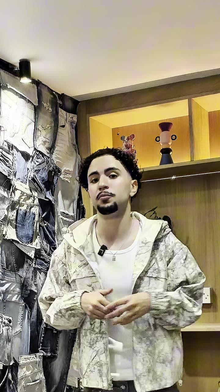 A creator recording a short-form video, captions applied